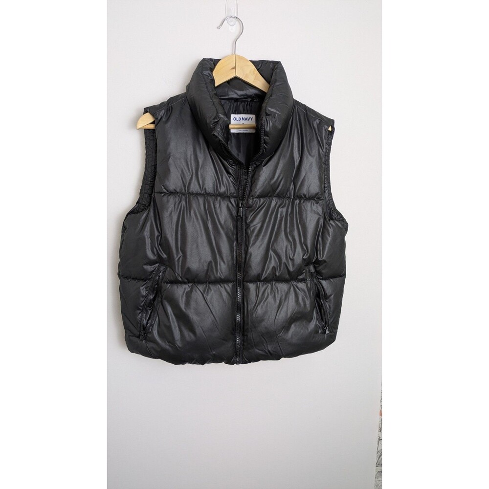 OLD NAVY Men's Classic Puffer Vest Black Full Zip Quilted Outdoor Pockets SZ M
